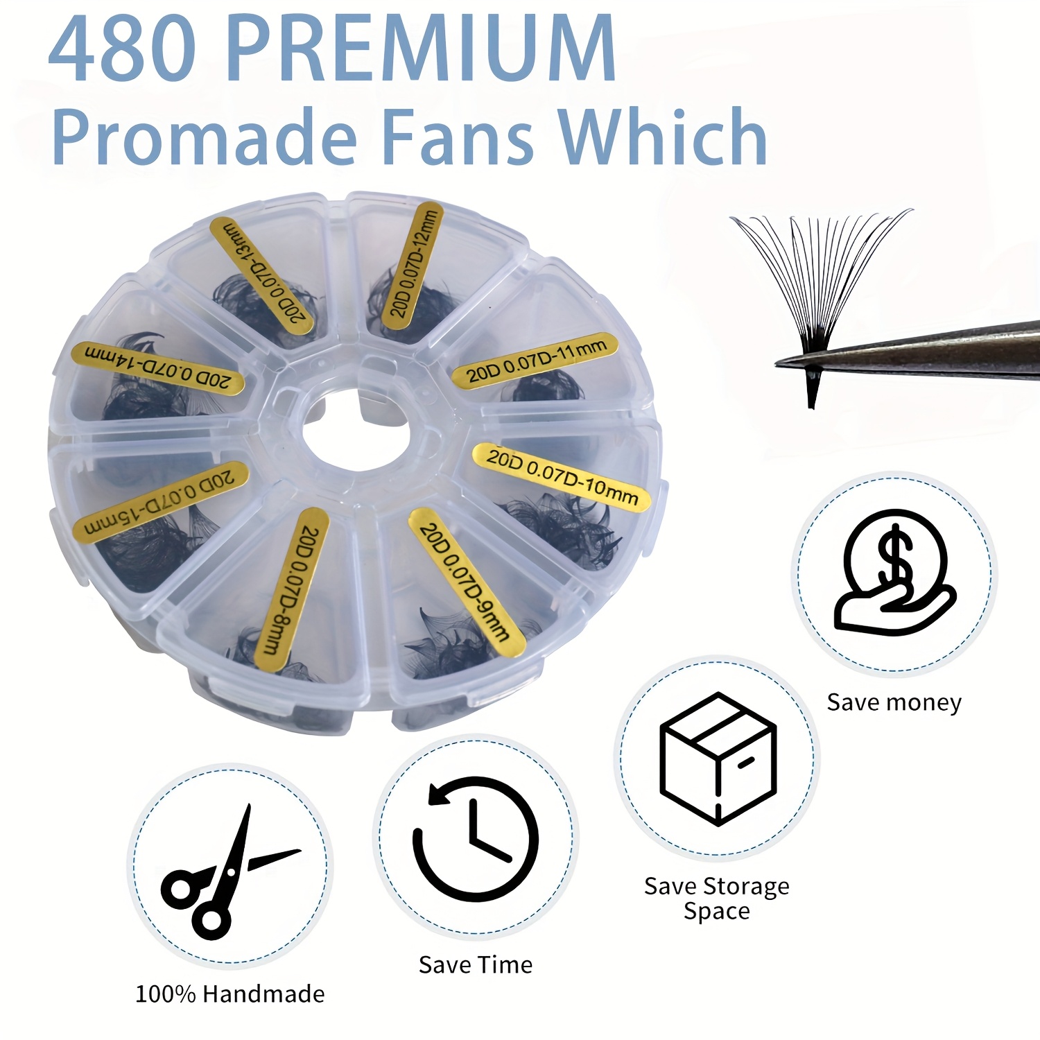 Sackvis 480 Fans Loose 8-15mm  - Eyelash Extension Medium review and price